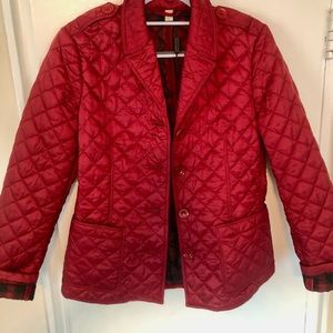 Authentic Burberry diamond quilted red jacket, used in very good condition